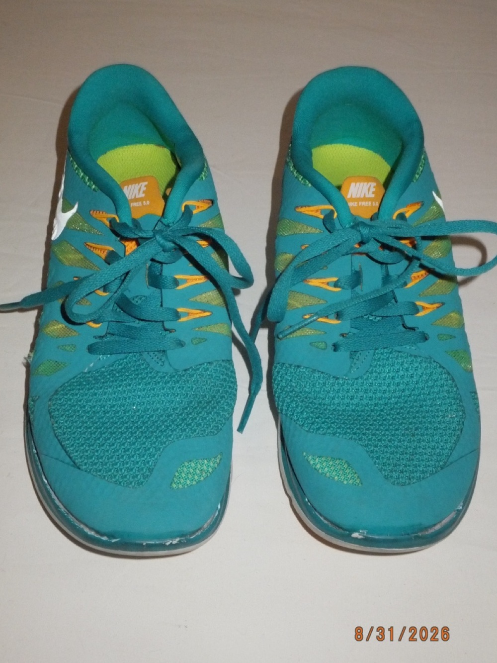 Women’s Nike Free Teal and Lime Active Sneakers 7.5